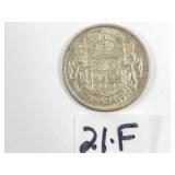 1957 Canadian Half Dollar Silver Coin