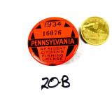 1934 Pennsylvania Fishing License Pin