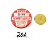 1933 Pennsylvania Fishing License Pin