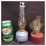 2 Miniature Antique Oil Lamps