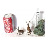 3 Piece Cast Metal Rabbit Lot