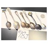 7 Sterling Silver Souvenir Spoons