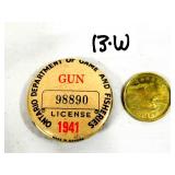 1941 Ontario Canada Gun Game/Fisheries License Pin