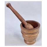 WOODEN MORTAR AND PESTLE