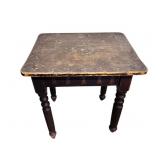 EXCEPTIONAL PINE PAINT DECORATED WORK TABLE