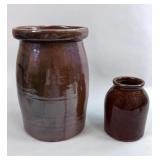 TWO ANTIQUE POTTERY CROCKS