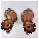 PAIR OF ANTIQUE GILT WOOD SCONCES