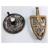 MASONIC TRIVET AND CHAMBER STICK