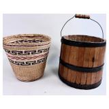 STAVED BUCKET AND INDIGENOUS -STYLE BASKET
