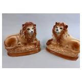 ANTIQUE STAFFORDSHIRE LIONS
