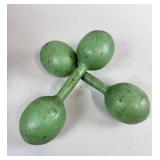 CARVED AND PAINTED WOODEN DUMBELLS