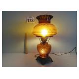 Nice Amber Hobnail Vtg Lamp - Electric