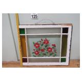 Stained Glass Hand Painted Vtg Window 28.5x33'