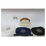 Vtg Wood Handle Purse w/ 3 Covers