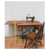 Vtg Minnesota Treadle Sewing Machine & Chair
