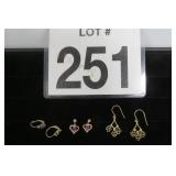 10kt Gold Earrings Ruby, Amethyst 3gr TW