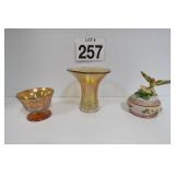 Hummingbird Music Box & Carnival Glass