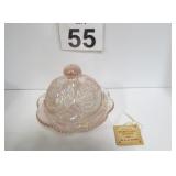 Carnival Domed Butter Dish Pinwheel - Light Pink