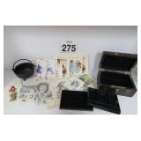 Vtg Jewlery Box - Cards & Kettle
