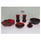 Vtg Ruby Red Bowls & Vases - Avon