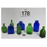Cobalt Blue & Green Glass Vtg Bottle Collection