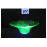 Vaseline Depression Uranium Glass MayfairRose Bowl