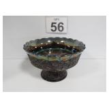 Vtg Carnival Amethyst Glass Pedestal Dish