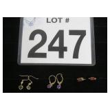 10kt Gold Earrings 2.5gr TW - Topaz, Garnet, Ame.