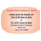 Pick Up Dates & Times