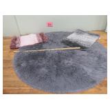 Gray Round 48' Gray Rug & Throw Rugs