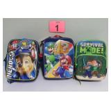 New Paw Patrol, Mario & Mine Craft Lunch Bags