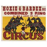HOXIE & BARDEX COMBINED 3-RING CIRCUS POSTER