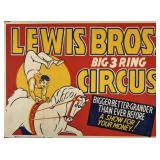 LEWIS BROS. BIG 3 RING CIRCUS POSTER