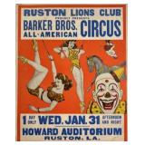 BARKER BROS. CIRCUS WINDOW CARD