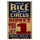 DAN RICE BIG 3 RING CIRCUS WINDOW CARD