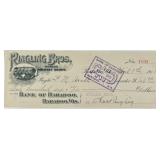 RINGLING BROS. CIRCUS BANK CHECK