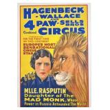 HAGENBECK-WALLACE 4PAW-SELLS BROS. CIRCUS POSTER