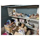 LOT OF DOLLS, PARTS, CLOTHING