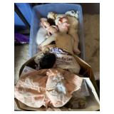 LOT OF DOLLS, PARTS, CLOTHING