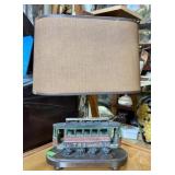 CAST IRON TROLLEY LAMP