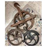 TRIO OF INDUSTRIAL PULLEYS
