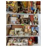 WHATNOT DISPLAY, FIGURES, DECORATIVE