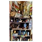 WHATNOT DISPLAY, FIGURES, DECORATIVE