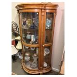 CURVED GLASS CURIO CABINET