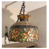 STAINED GLASS FLORAL SWAG LAMP