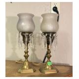 PAIR OF BRASS PRISM LAMPS