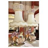 PAIR LARGE CAPODIMONTE TABLE LAMPS