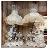 PAIR - MONUMENTAL CAPODIMONTE TABLE LAMPS