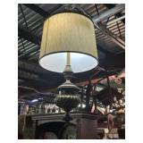 BRASS SHADED SWAG LAMP