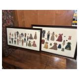 PAIR OF FRAMED DOLL CUT-OUTS